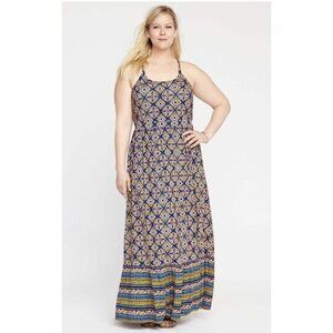 Old Navy Maxi Dress Flowy Long Womens Sz M Y2K 90s Geometric Multicolor Festival